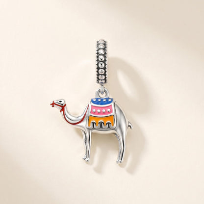 Desert Camel Charm in 925 sterling silver with enamel, fits European-style charm bracelets
