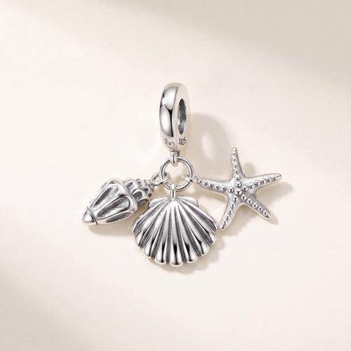 Starfish Shell Dangle in 925 sterling silver, fits European-style charm bracelets