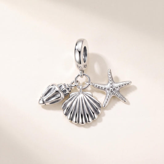 Starfish Shell Dangle in 925 sterling silver, fits European-style charm bracelets