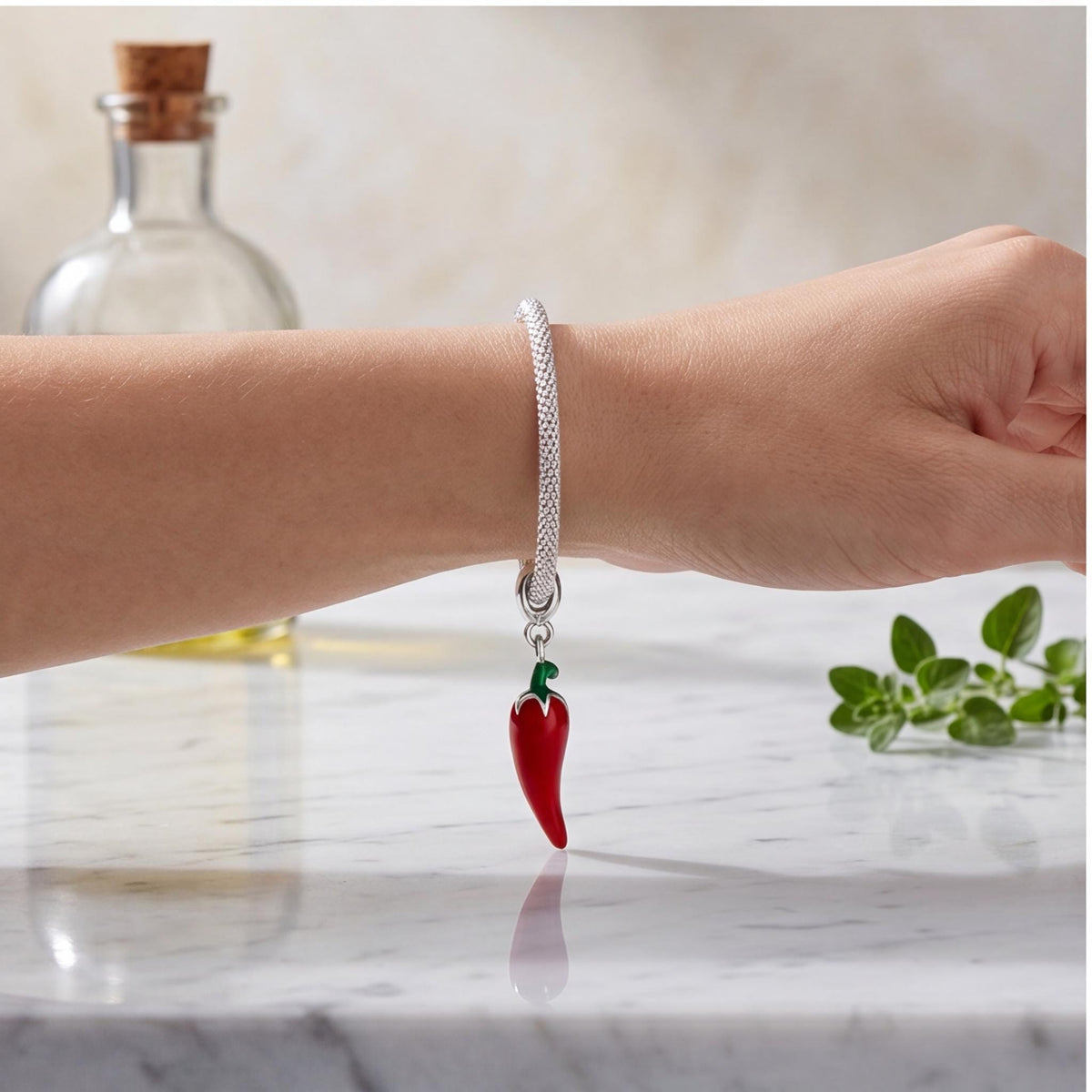 Red Chilli Pepper Charm, sterling silver dangle charm, photo 7