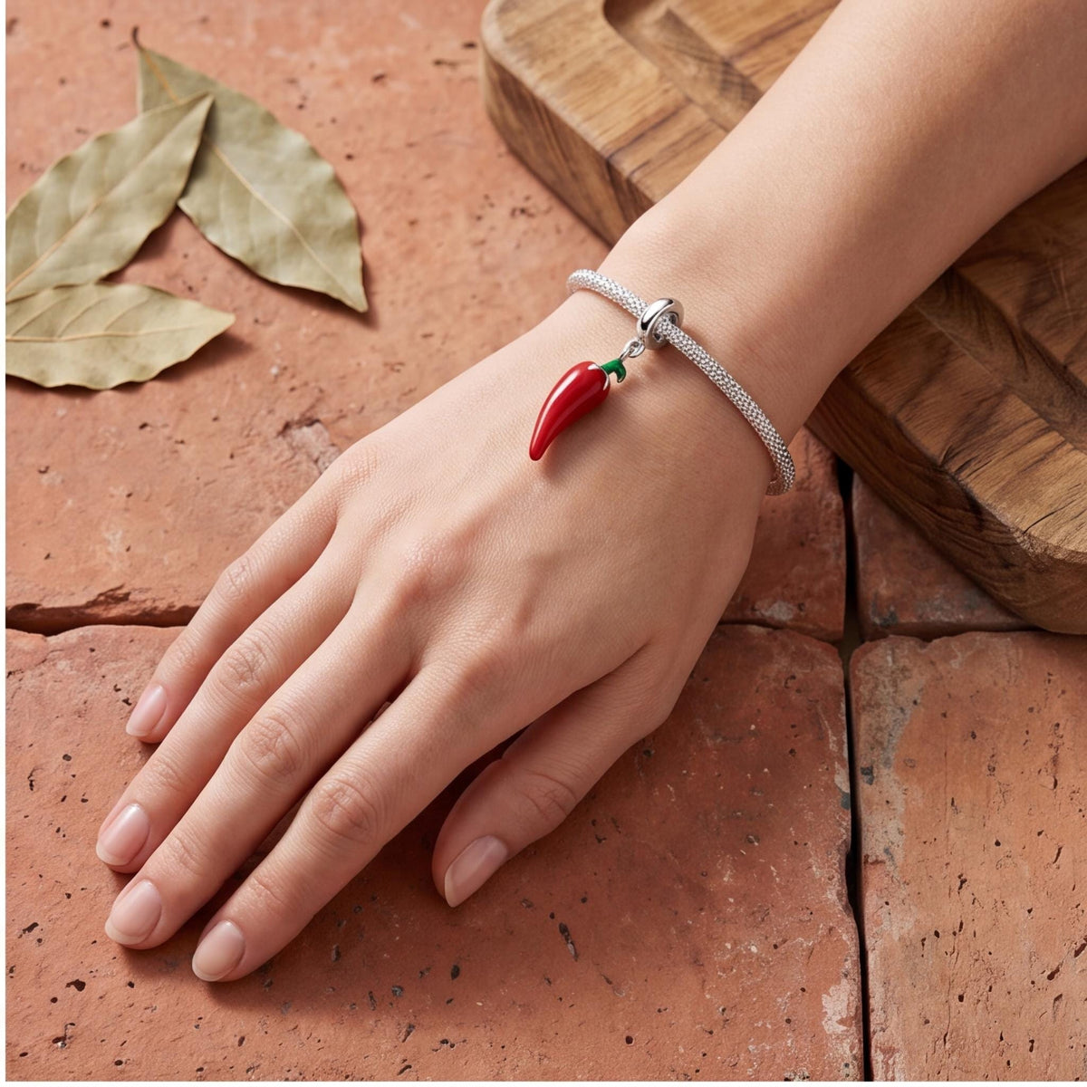 Red Chilli Pepper Charm, sterling silver dangle charm, photo 10