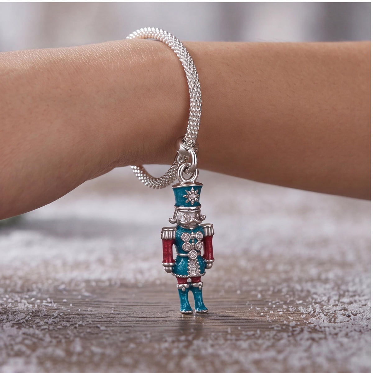 Nutcracker Soldier Charm worn on a charm bracelet