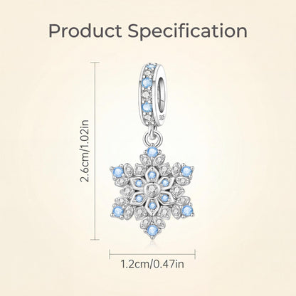 Blue Snowflake Dangle Charm size and details