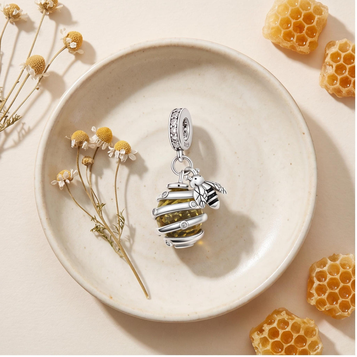 Bee Hive Dangle Charm styled as a gift