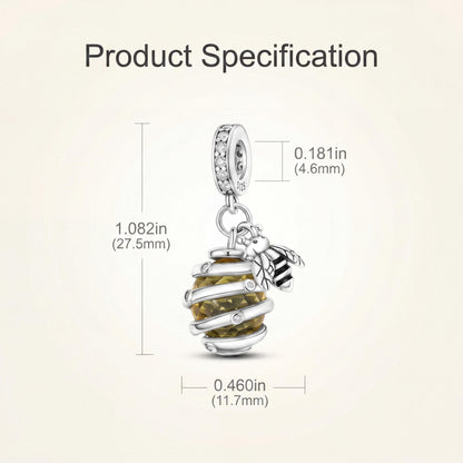 Bee Hive Dangle Charm size and details