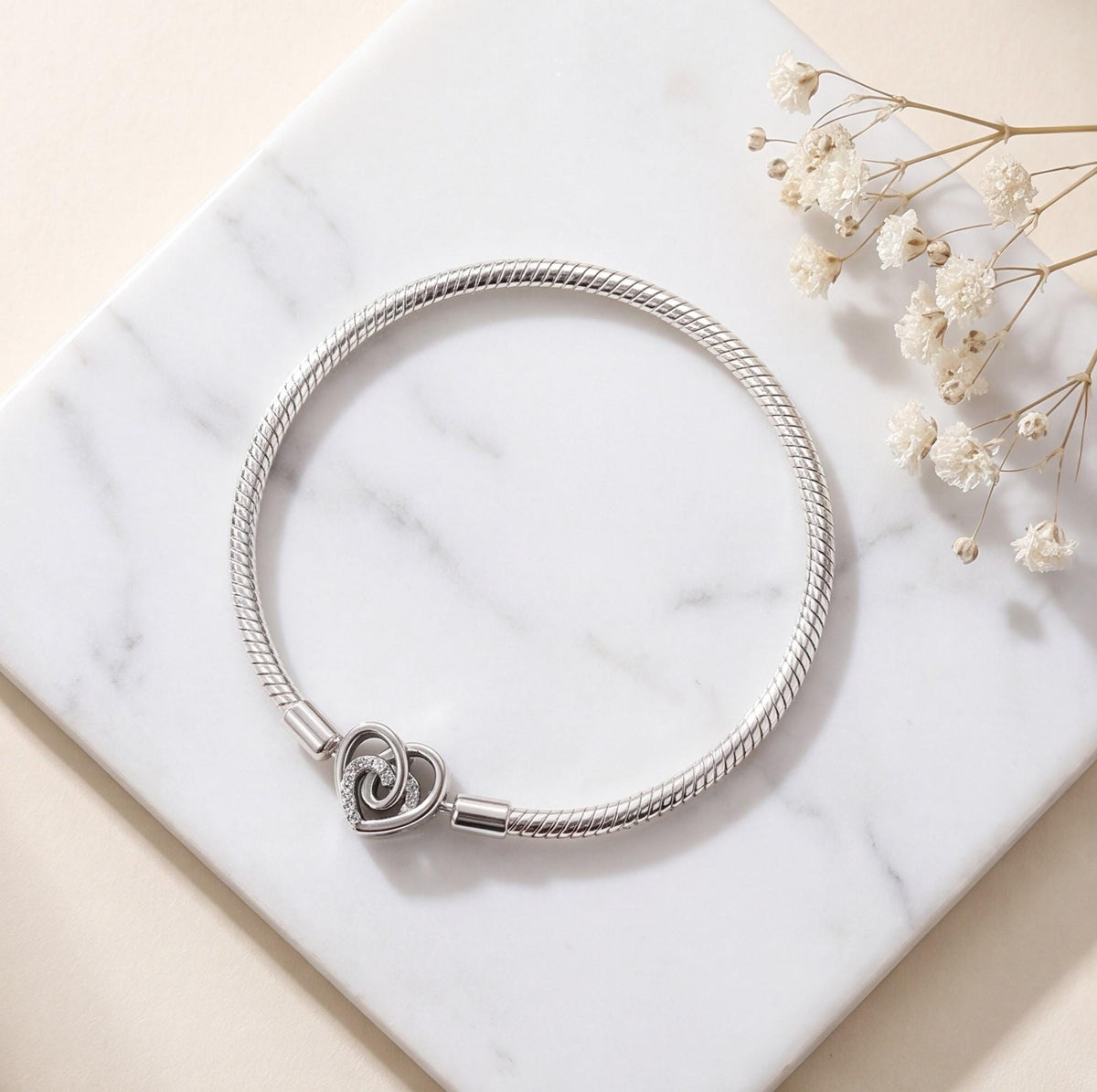 Sparkling Heart Clasp Charm styled as a gift