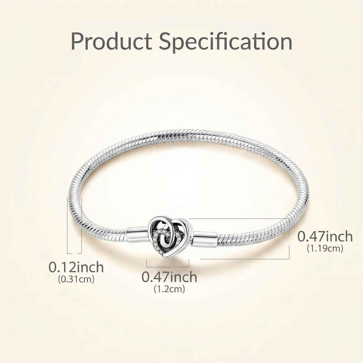 Sparkling Heart Clasp Charm size and details