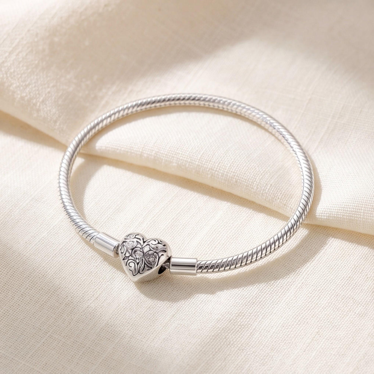 Heart Clasp Charm, sterling silver clip charm, photo 7