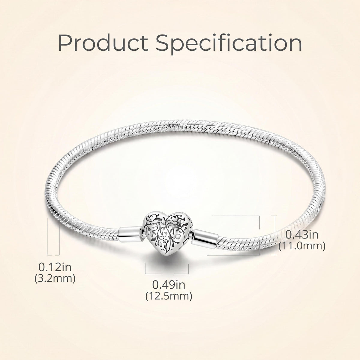 Heart Clasp Charm size and details