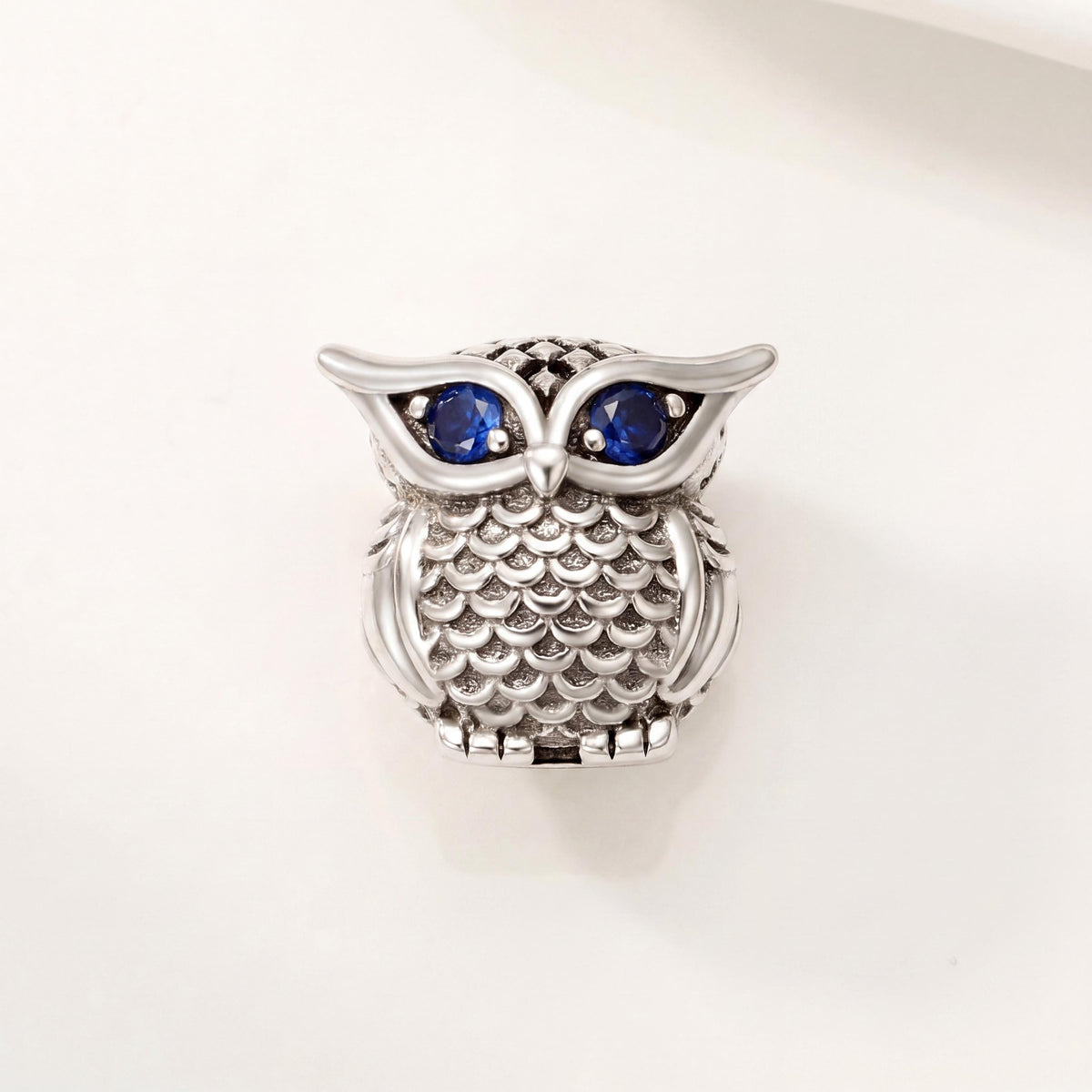 Wise Owl Charm in 925 sterling silver with sparkling stones, fits European-style charm bracelets