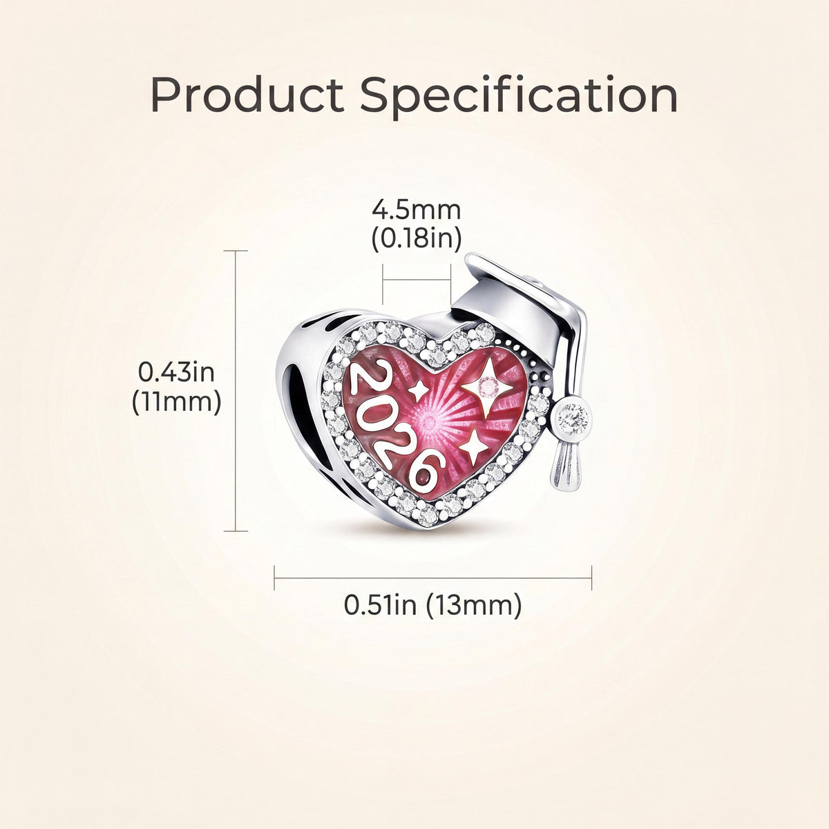 2026 Graduation Charm size and details