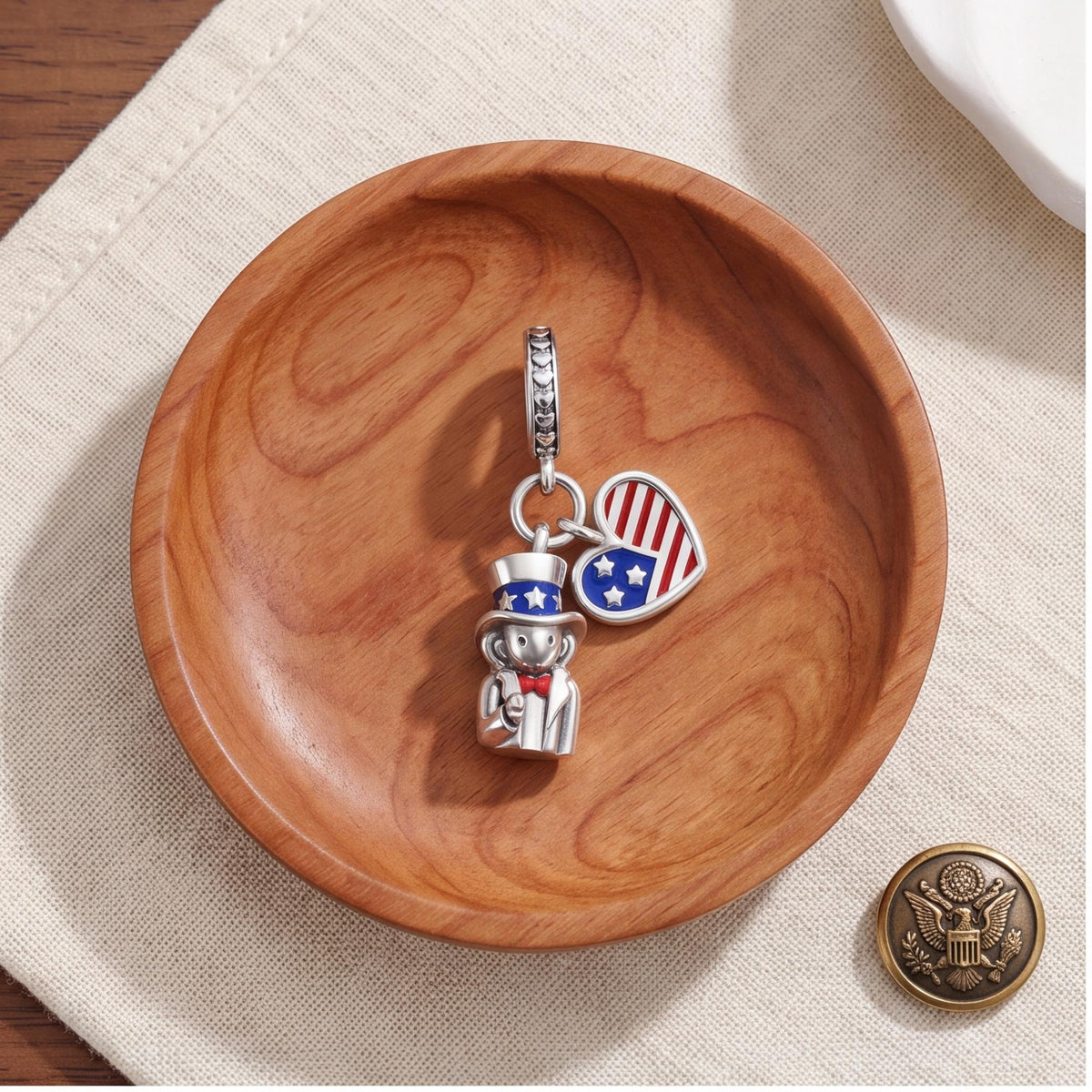 American Flag Dangle, sterling silver dangle charm, photo 7