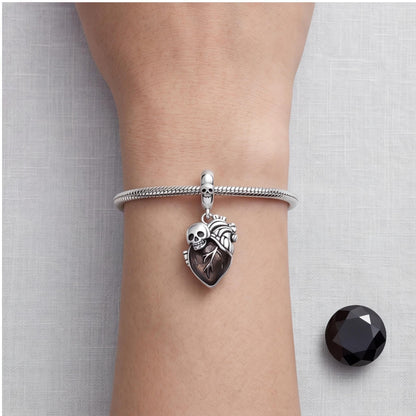 Skull Heart Dangle, sterling silver dangle charm, photo 7