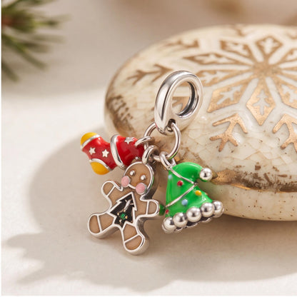 Gingerbread Cluster Charm on a silver charm bracelet