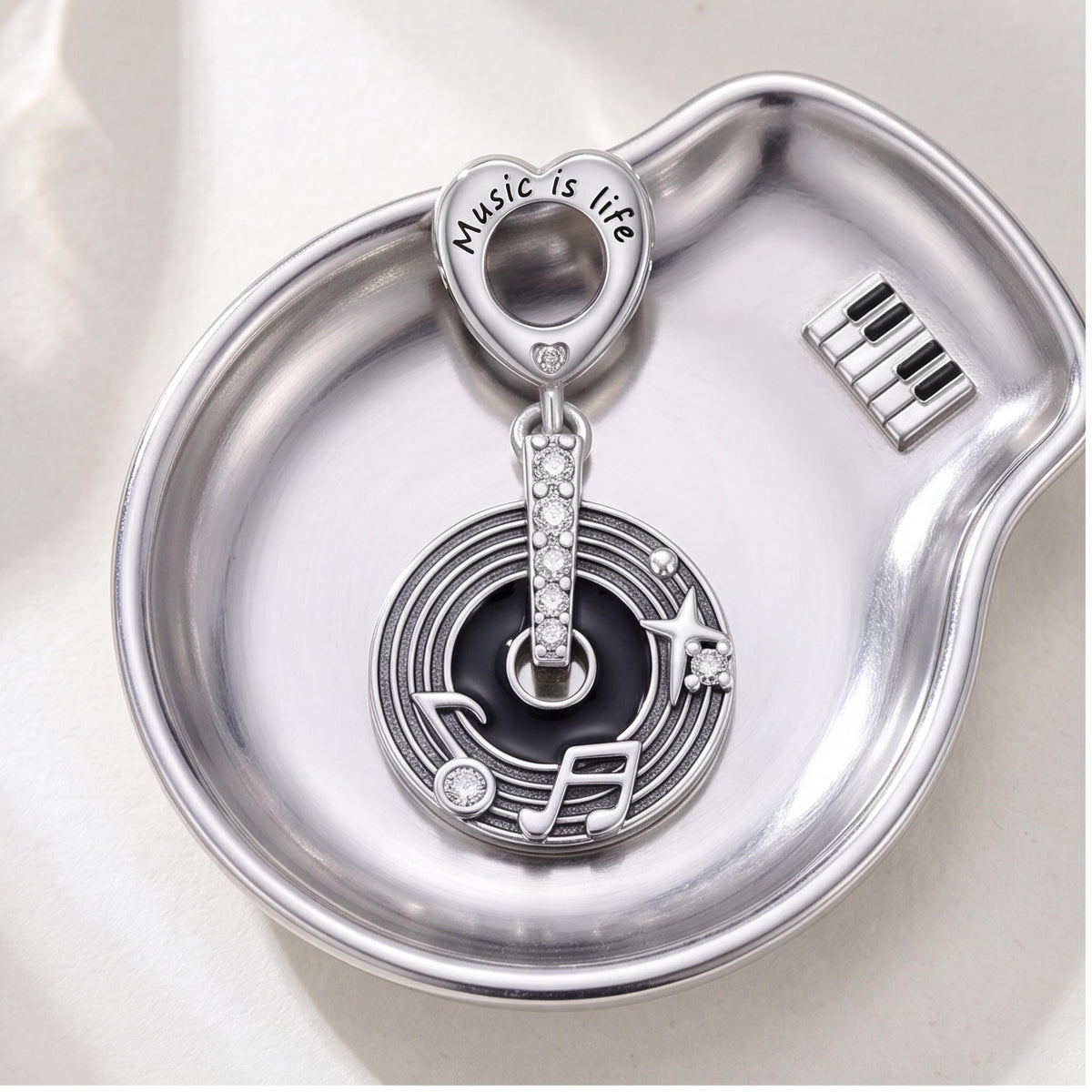 Vinyl Record Dangle, sterling silver dangle charm, photo 7