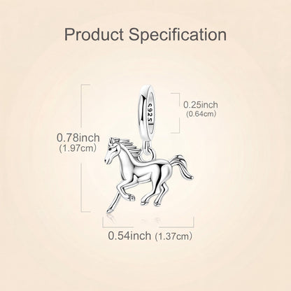 Galloping Horse Charm size and details