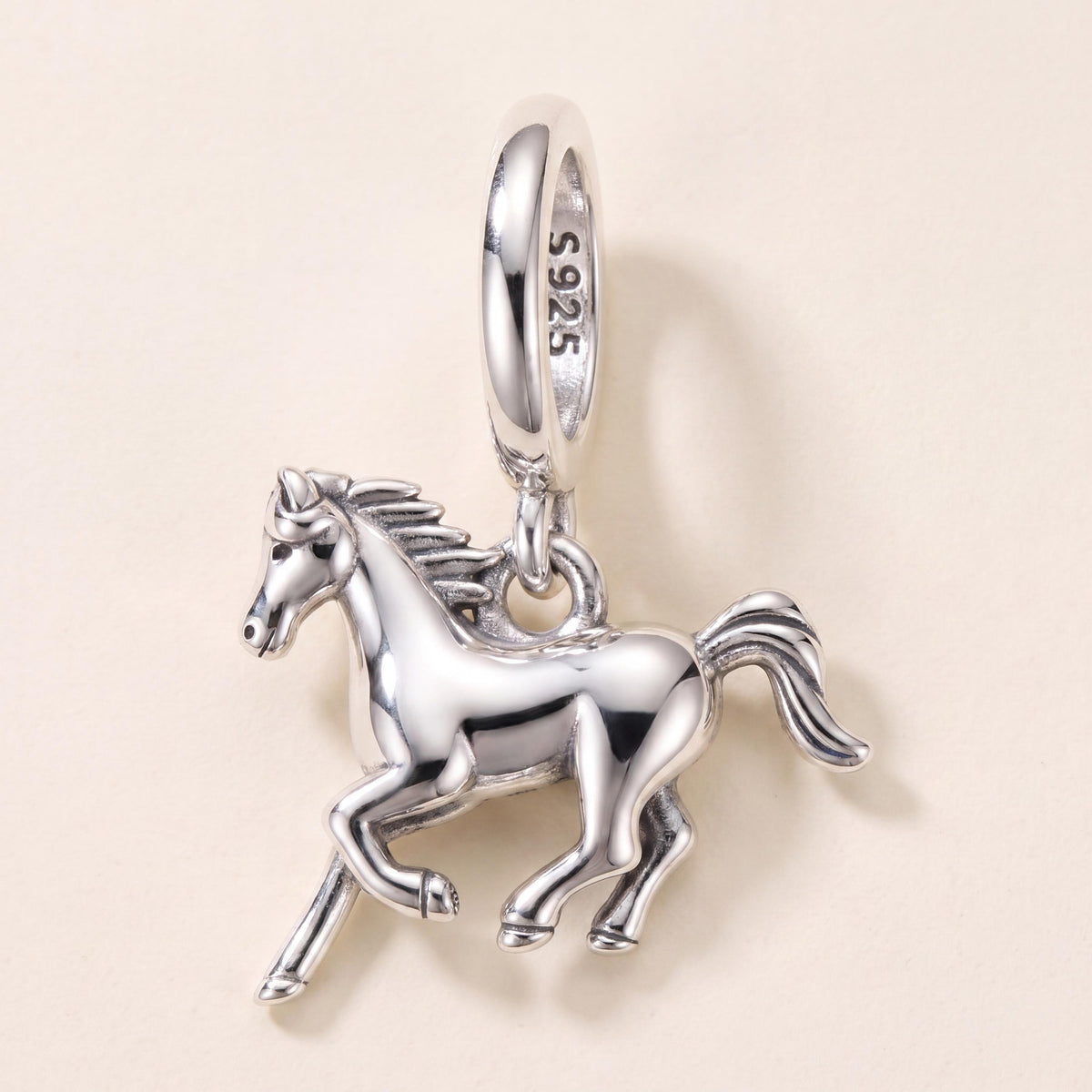 Galloping Horse Charm in 925 sterling silver, fits European-style charm bracelets