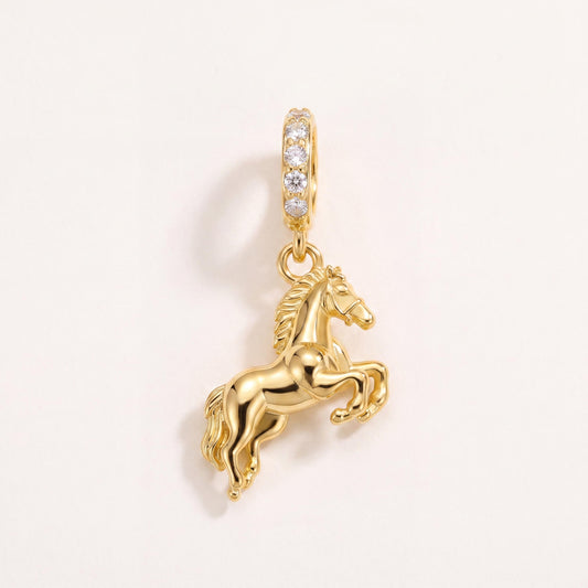 Rearing Horse Charm in 925 sterling silver with sparkling stones, fits European-style charm bracelets