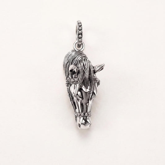 Horse Head Dangle Charm in 925 sterling silver, fits European-style charm bracelets