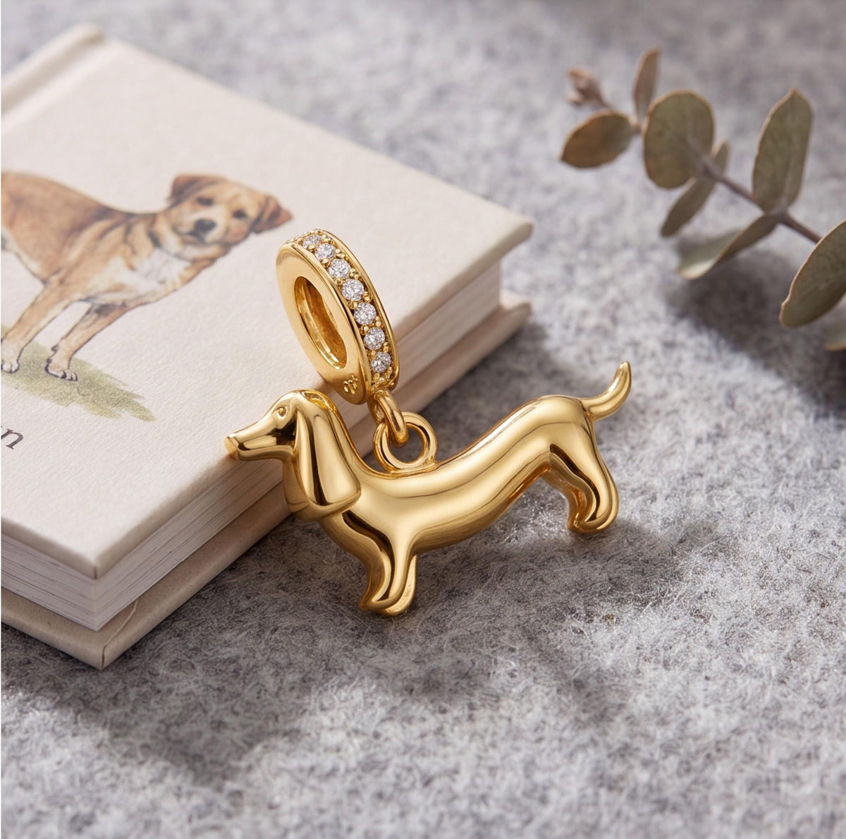Dachshund Dangle on a silver charm bracelet