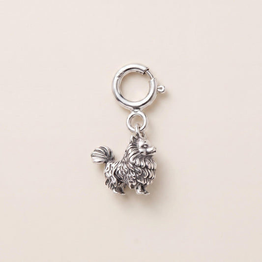 Pomeranian Clip Charm in 925 sterling silver, fits European-style charm bracelets