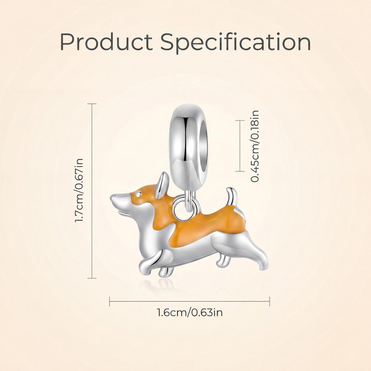 Corgi Dangle Charm size and details