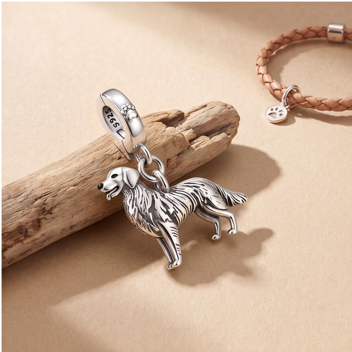 Golden Retriever Charm styled as a gift