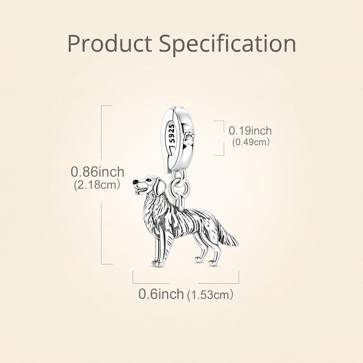Golden Retriever Charm size and details