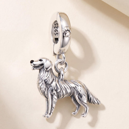Golden Retriever Charm in 925 sterling silver, fits European-style charm bracelets