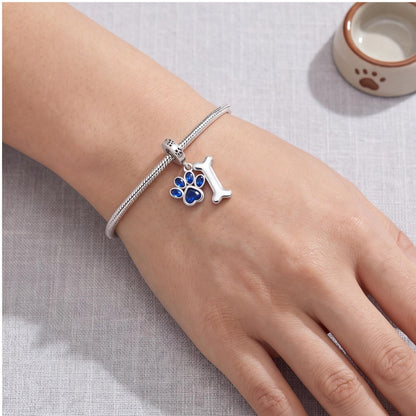Blue Paw Print Bone Dangle, sterling silver dangle charm, photo 10