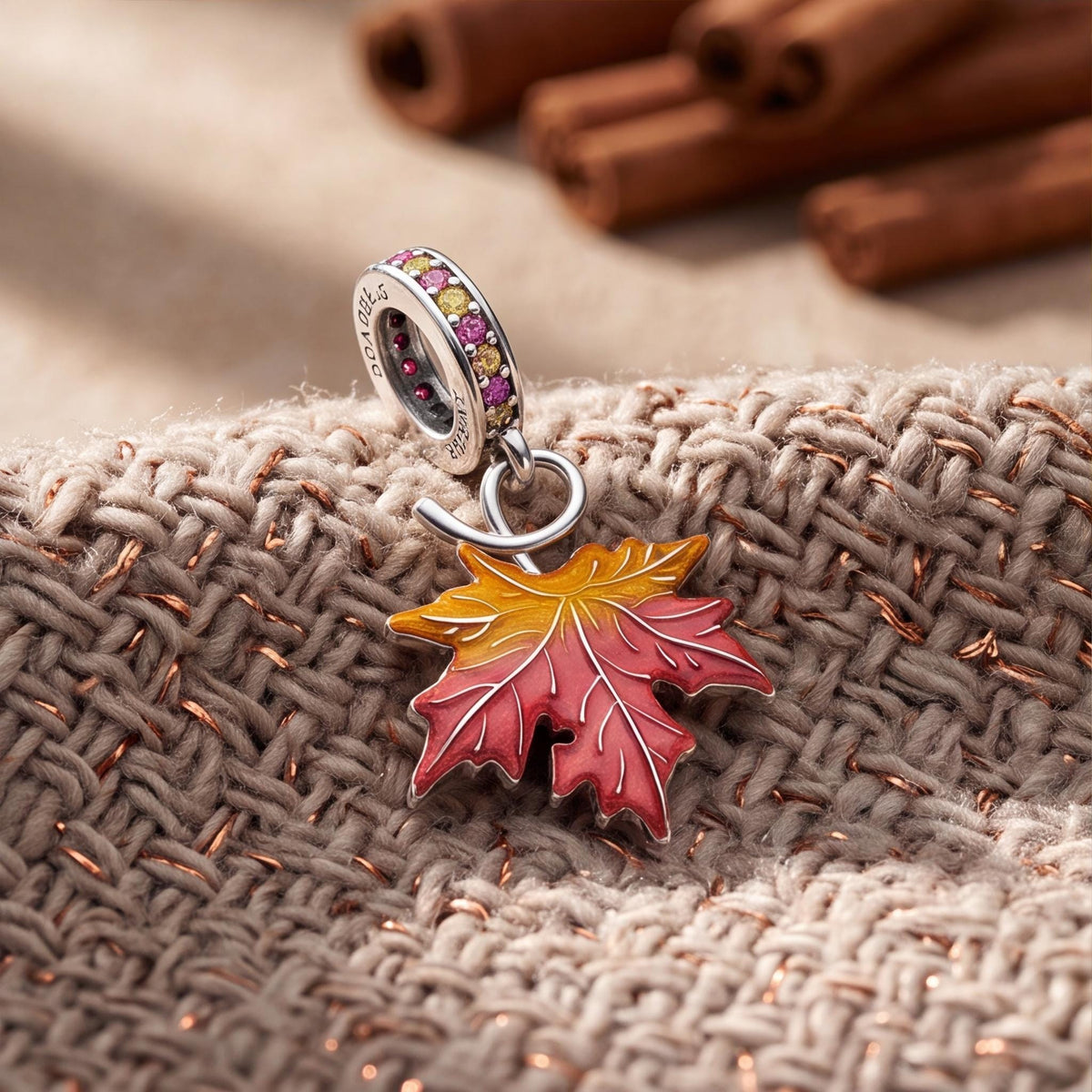 Autumn Maple Leaf Charm styled as a gift