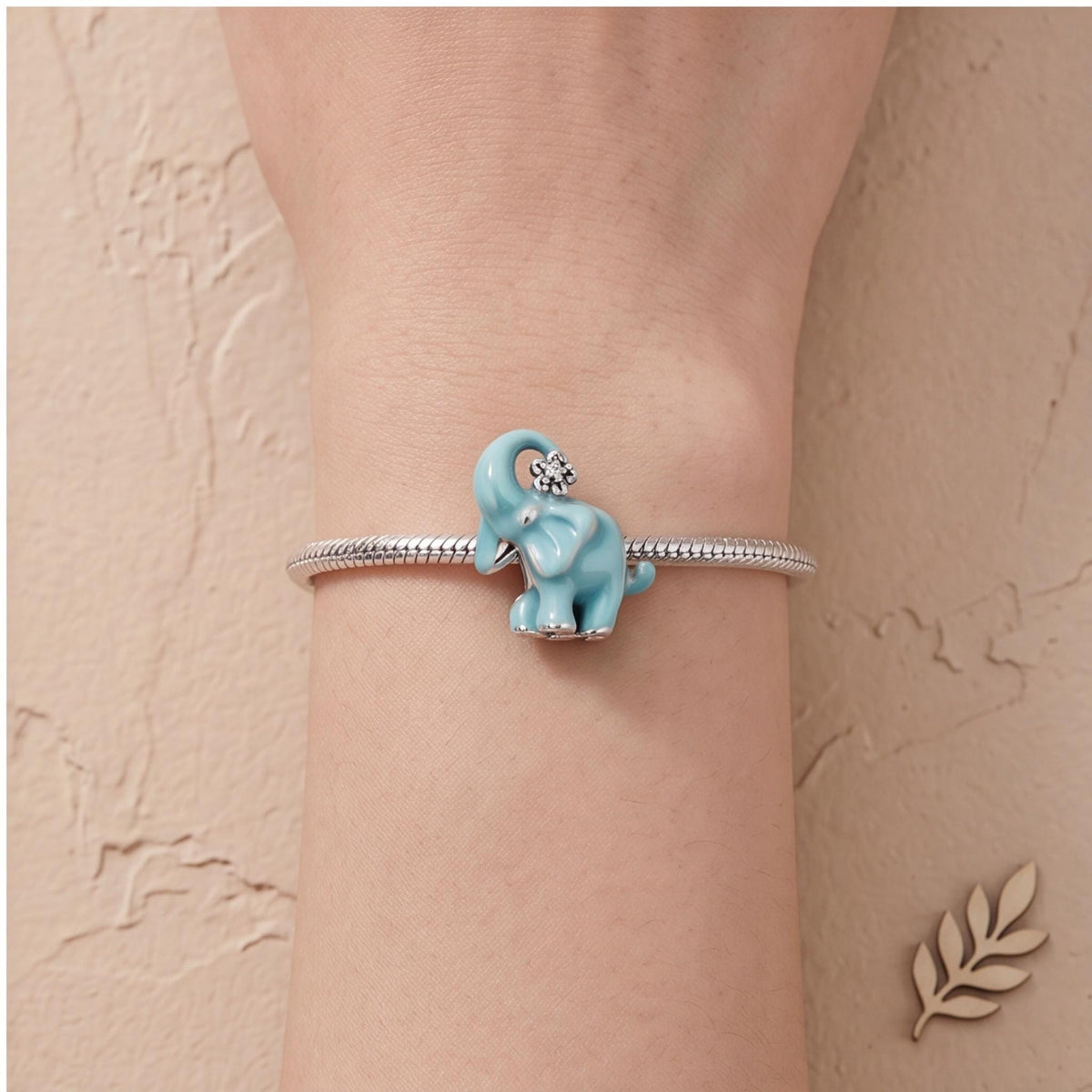 Blue Elephant Charm styled as a gift