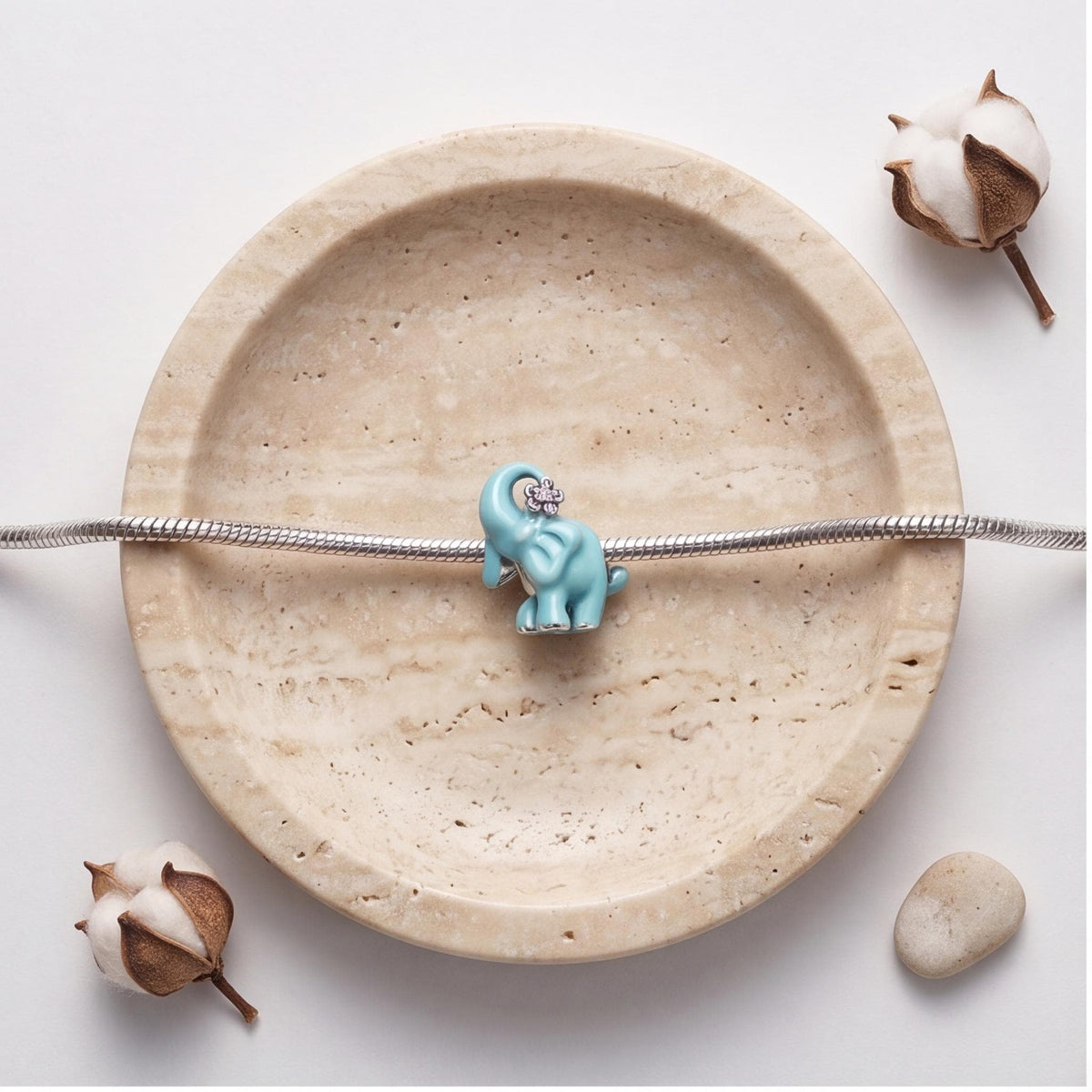 Blue Elephant Charm, sterling silver bead charm, photo 8