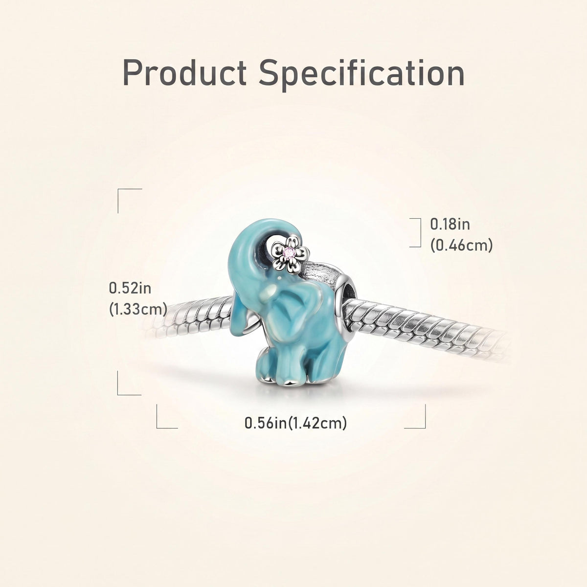 Blue Elephant Charm size and details