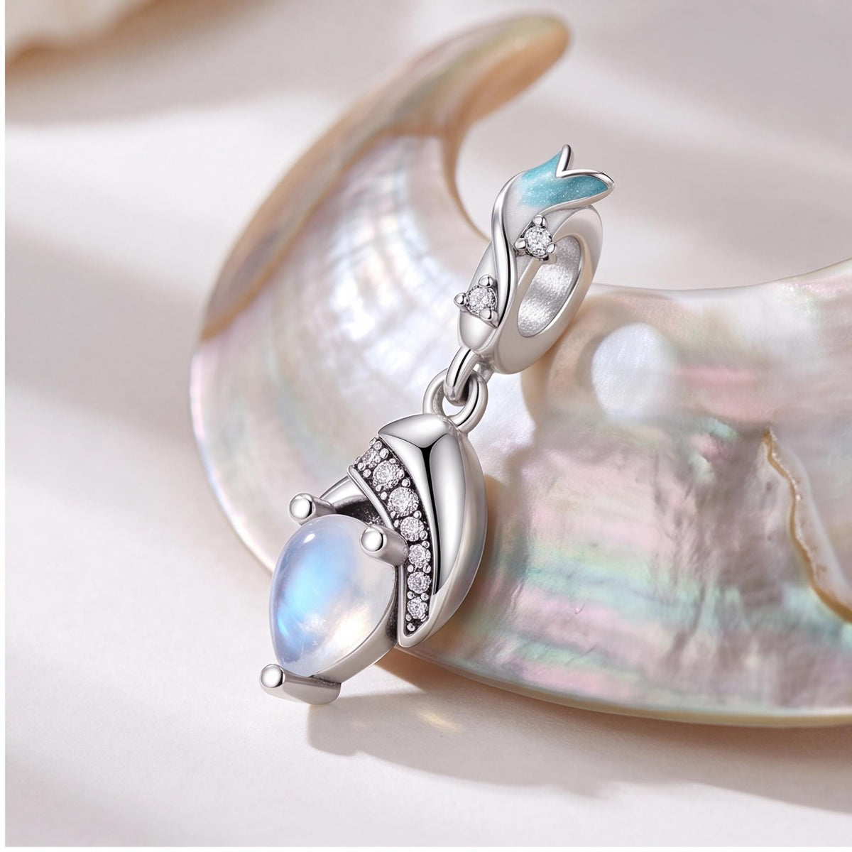 Moonstone Leaf Dangle styled as a gift