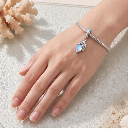 Moonstone Leaf Dangle, sterling silver dangle charm, photo 7