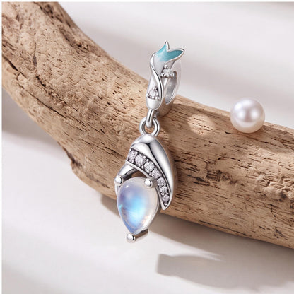 Moonstone Leaf Dangle, sterling silver dangle charm, photo 8