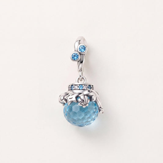 Dolphin Globe Dangle in 925 sterling silver with sparkling stones, fits European-style charm bracelets