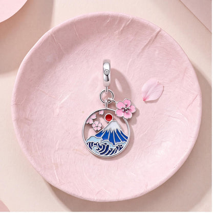 Mount Fuji Cherry Blossom Dangle, sterling silver dangle charm, photo 7