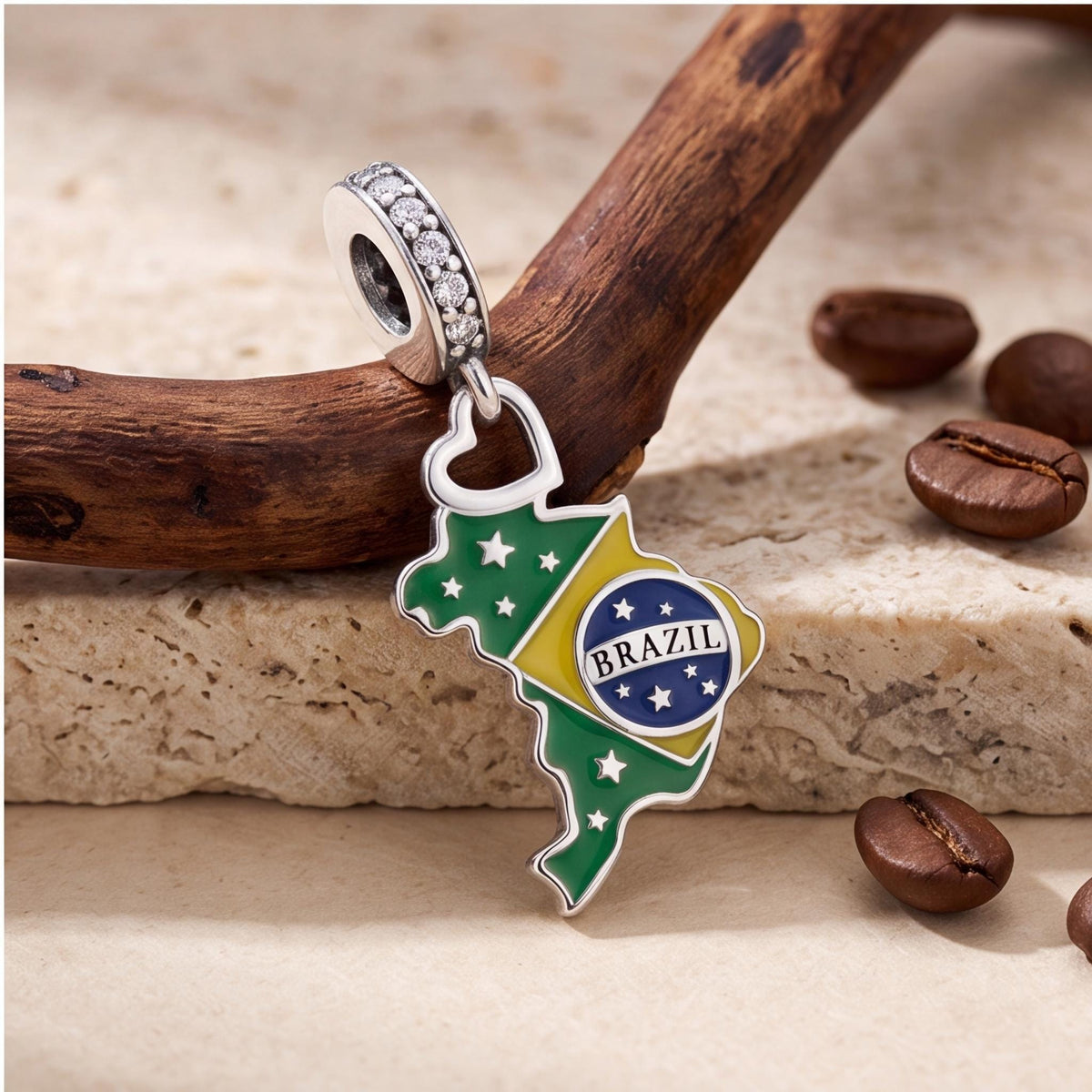 Brazil Map Charm styled as a gift