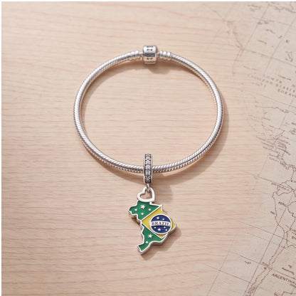 Brazil Map Charm, sterling silver dangle charm, photo 9