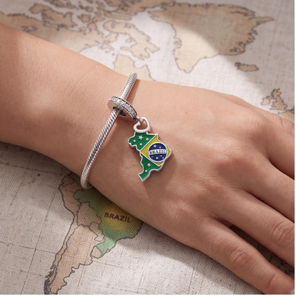 Brazil Map Charm close-up on a bracelet
