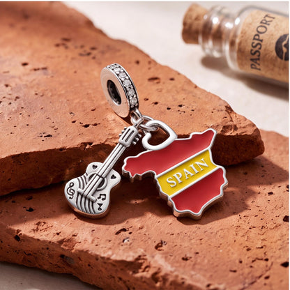 Spain Map Guitar Dangle styled as a gift