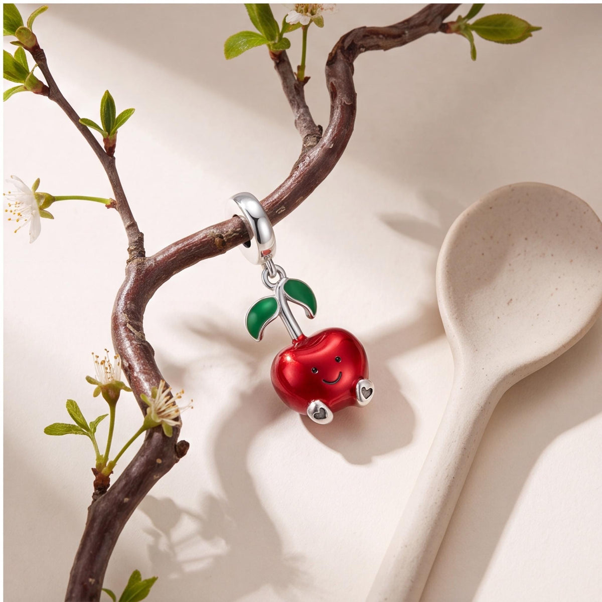 Smiley Apple Dangle Charm, sterling silver dangle charm, photo 7