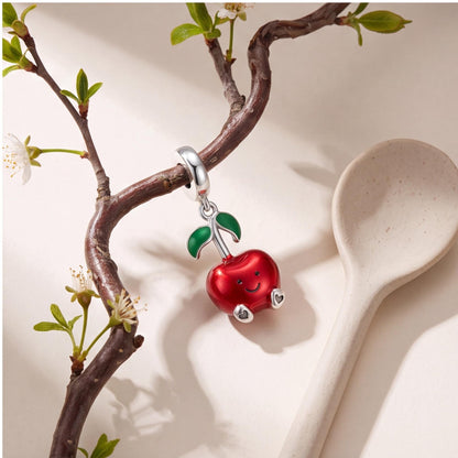 Smiley Apple Dangle Charm, sterling silver dangle charm, photo 7