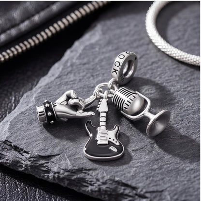 Rock Music Dangle on a silver charm bracelet