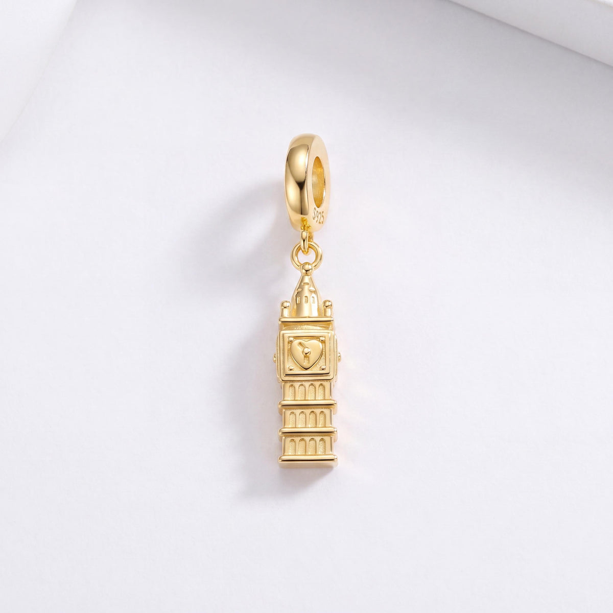 London Clock Tower Dangle in 925 sterling silver, fits European-style charm bracelets