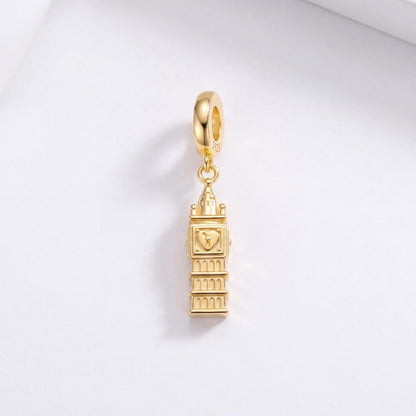 London Clock Tower Dangle in 925 sterling silver, fits European-style charm bracelets
