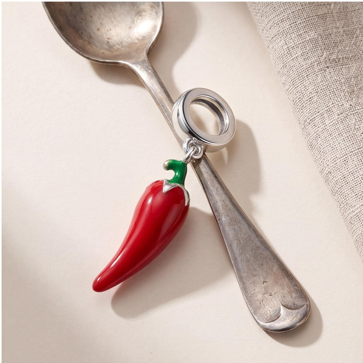 Red Chilli Pepper Charm, sterling silver dangle charm, photo 9