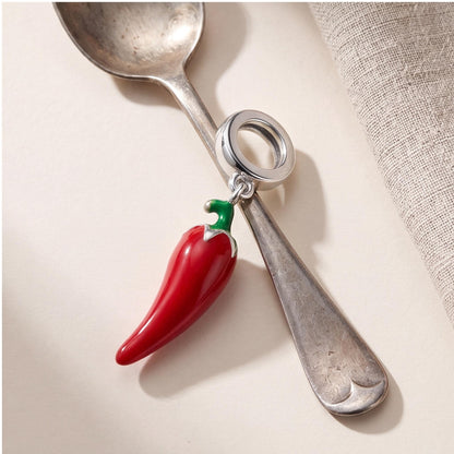 Red Chilli Pepper Charm, sterling silver dangle charm, photo 9